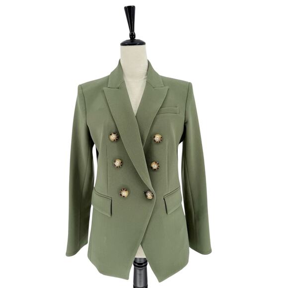 Veronica Beard Miller Dickey Jacket Stone Army Green Classic Blazer Size 8 - Picture 4 of 16